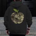 Camo Apple Camouflage Clothing School Student Camo Teacher Men Women Kids Men Zip Up Hoodie Back Print, funny design