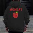 Caterpillar Friday Fruit Kindergarten Teacher Men Women Kids Men Zip Up Hoodie Back Print, funny design