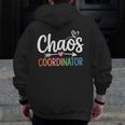 Chaos Coordinator Teacher Student Back To School 2025 Men Zip Up Hoodie Back Print, funny design
