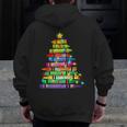 Christmas Tree Made Of Crayons School Teacher Life Student Men Zip Up Hoodie Back Print, funny design Christmas Tree Made Of Crayons School Teacher Life Student Men Zip Up Hoodie Back Print, funny design