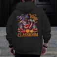 Way To Classroom Halloween Witch Three Cute Sloths Teacher Men Zip Up Hoodie Back Print, funny design