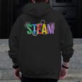 Colorful Steam Letters For Steam Program Teacher And Student Men Zip Up Hoodie Back Print, funny design