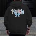 Coquette Bow Teach Teacher Happy First Day Back To School Men Zip Up Hoodie Back Print, funny design Coquette Bow Teach Teacher Happy First Day Back To School Men Zip Up Hoodie Back Print, funny design
