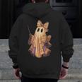 Coquette Music Note Patchwork Ghost Music Teacher Halloween Men Zip Up Hoodie Back Print, funny design