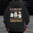 Creepin It Real With Kindergarten Monsters Halloween Teacher Men Zip Up Hoodie Back Print, funny design Creepin It Real With Kindergarten Monsters Halloween Teacher Men Zip Up Hoodie Back Print, funny design