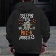 Creepin It Real Pre-K Monsters Halloween Preschool Teacher Men Zip Up Hoodie Back Print, funny design Creepin It Real Pre-K Monsters Halloween Preschool Teacher Men Zip Up Hoodie Back Print, funny design