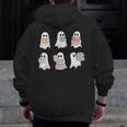 Cute Boo Ghost Reading Books Halloween Librarian Teacher Kid Men Zip Up Hoodie Back Print, funny design Cute Boo Ghost Reading Books Halloween Librarian Teacher Kid Men Zip Up Hoodie Back Print, funny design