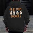 Cute Booooks Ghost Read More Books Teacher Halloween Men Zip Up Hoodie Back Print, funny design