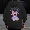 Cute Ghost Book Reading Halloween Teacher Top Girls Women Men Zip Up Hoodie Back Print, funny design