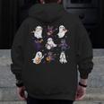 Cute Ghost Cat Playing Musical Halloween Music Teacher Men Zip Up Hoodie Back Print, funny design Cute Ghost Cat Playing Musical Halloween Music Teacher Men Zip Up Hoodie Back Print, funny design