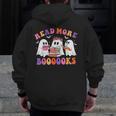Cute Ghost Read More Books Lover Teacher Halloween Costume Men Zip Up Hoodie Back Print, funny design