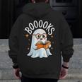 Cute Ghost Reading Book Librarian Teacher Halloween Costume Men Zip Up Hoodie Back Print, funny design