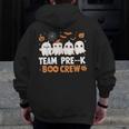 Cute Ghosts Pre-K Boo Crew Teachers Halloween Party Team For Men Women Kids Men Zip Up Hoodie Back Print, funny design