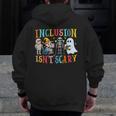 Cute Inclusion Isn't Scary Teacher Skeleton Ghost Halloween Men Zip Up Hoodie Back Print, funny design Cute Inclusion Isn't Scary Teacher Skeleton Ghost Halloween Men Zip Up Hoodie Back Print, funny design