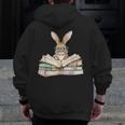 Cute Reading Bunny Glasses Books Bookworm Reader Teacher Men Zip Up Hoodie Back Print, funny design Cute Reading Bunny Glasses Books Bookworm Reader Teacher Men Zip Up Hoodie Back Print, funny design