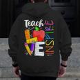 Cute Teach Love And Inspire Men Women Teacher Men Zip Up Hoodie Back Print, funny design