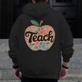 Cute Teacher With Apple Retro Teacher Kids Back To School Men Zip Up Hoodie Back Print, funny design Cute Teacher With Apple Retro Teacher Kids Back To School Men Zip Up Hoodie Back Print, funny design
