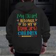 Daycare Children Childcare Provider Teacher PreK Nursery Men Zip Up Hoodie Back Print, funny design