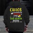 Daycare Teacher School Chaos Coordinator Toddler Tamer For Men Women Kids Men Zip Up Hoodie Back Print, funny design