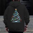 DNA Helix Christmas Tree Scientist Biology Science Teacher Men Zip Up Hoodie Back Print, Science Teacher Gifts, funny design