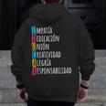 Educar Bilingual Spanish Teacher Men Zip Up Hoodie Back Print, funny design