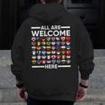 ESL Teacher All Are Welcome Here For Worlds Virtual Teachers Men Zip Up Hoodie Back Print, Esl Teacher Gifts, funny design