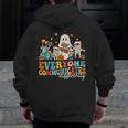 Everyone Communicates Differently Halloween SLP Sped Teacher Men Zip Up Hoodie Back Print, funny design