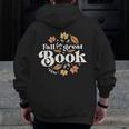 Fall For A Great Book Reading Librarian Autumn Teacher Men Zip Up Hoodie Back Print, funny design