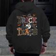 Fall Holiday Themed Thanksgiving Halloween Teacher Trick Or Men Zip Up Hoodie Back Print, funny design