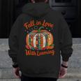 Fall In Love With Learning Book Lover Autumn Pumpkin Teacher Men Zip Up Hoodie Back Print, funny design Fall In Love With Learning Book Lover Autumn Pumpkin Teacher Men Zip Up Hoodie Back Print, funny design