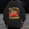 Fall In Love With Learning Pumpkin Thanksgiving Teacher Fall Men Zip Up Hoodie Back Print, funny design Fall In Love With Learning Pumpkin Thanksgiving Teacher Fall Men Zip Up Hoodie Back Print, funny design