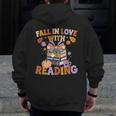 Fall In Love With Reading Halloween Stack Of Book Teacher Men Zip Up Hoodie Back Print, funny design