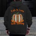 Fall In Love With Reading Pumpkin Autumn Librarians Teacher Men Zip Up Hoodie Back Print, funny design