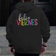 Feliz Viernes Happy Friday Spanish Teacher Friday Spanish Sp Men Zip Up Hoodie Back Print, funny design