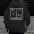 First Caffeinate Then Educate I Am Earning A Break Teacher Men Zip Up Hoodie Back Print, funny design First Caffeinate Then Educate I Am Earning A Break Teacher Men Zip Up Hoodie Back Print, funny design