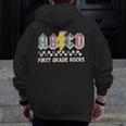 First Grade Rocks Teachers Back To School ABCD Rock Students Men Zip Up Hoodie Back Print, First Grade Teacher Gifts, funny design First Grade Rocks Teachers Back To School ABCD Rock Students Men Zip Up Hoodie Back Print, First Grade Teacher Gifts, funny design