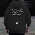 Fun Pregnant Teacher Announcement Idea- Footprints On Tummy Men Zip Up Hoodie Back Print, funny design