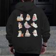 Ghost Book Reading Halloween Books Lover Teacher Kids Men Zip Up Hoodie Back Print, funny design Ghost Book Reading Halloween Books Lover Teacher Kids Men Zip Up Hoodie Back Print, funny design