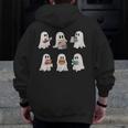 Ghost Reading Books Teacher Halloween Librarian Cute Boook Men Zip Up Hoodie Back Print, funny design