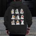 Ghost Reading Teacher Halloween Costume Librarian Book Lover Men Zip Up Hoodie Back Print, funny design Ghost Reading Teacher Halloween Costume Librarian Book Lover Men Zip Up Hoodie Back Print, funny design