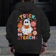 Groovy Halloween Trick Or Teach Retro Floral Ghost Teacher For Men Women Kids Men Zip Up Hoodie Back Print, Groovy Teacher Gifts, funny design Groovy Halloween Trick Or Teach Retro Floral Ghost Teacher For Men Women Kids Men Zip Up Hoodie Back Print, Groovy Teacher Gifts, funny design