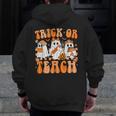 Groovy Teacher Halloween Trick Or Teach Ghost Men Women Kids Men Zip Up Hoodie Back Print, Groovy Teacher Gifts, funny design