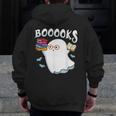 Halloween Books Librarian English Teacher Reader Reading Men Zip Up Hoodie Back Print, English Teacher Gifts, funny design