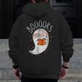 Halloween Cute Ghost Book Reading Teacher Men Zip Up Hoodie Back Print, funny design Halloween Cute Ghost Book Reading Teacher Men Zip Up Hoodie Back Print, funny design
