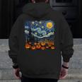 Halloween Pumpkin Starry Night Van Gogh Art Teacher Men Zip Up Hoodie Back Print, funny design Halloween Pumpkin Starry Night Van Gogh Art Teacher Men Zip Up Hoodie Back Print, funny design