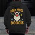 Halloween Read More Books Retro Costume Teacher Women Girls Men Zip Up Hoodie Back Print, funny design