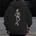 Halloween Skeleton Tap Dance Ballet Dance Teacher Men Zip Up Hoodie Back Print, funny design