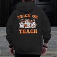 Halloween Teacher Ghosts Trick Or Teach Retro Costume Women Men Zip Up Hoodie Back Print, funny design
