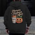 Halloween Teacher Phonemes Graphemes Caffeine Coffee Lover Men Zip Up Hoodie Back Print, funny design