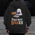 Halloween Teacher Women Cute Reading Ghost Read More Books Men Zip Up Hoodie Back Print, funny design Halloween Teacher Women Cute Reading Ghost Read More Books Men Zip Up Hoodie Back Print, funny design